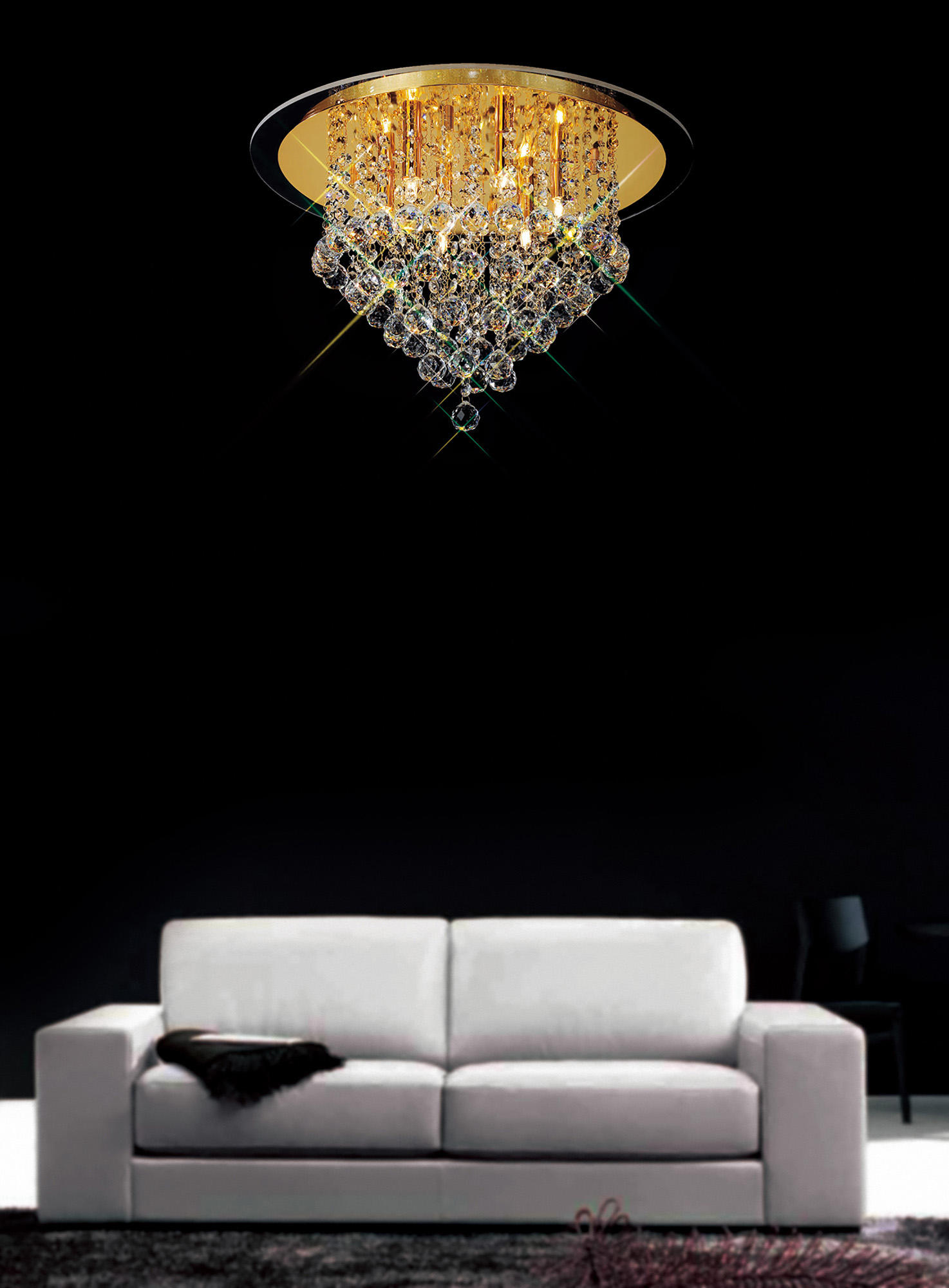 Atla French Gold Crystal Ceiling Lights Diyas Flush Crystal Fittings Atla French Gold Crystal Ceiling Lights Diyas Flush Crystal Fittings